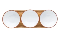 Vaidava Ceramics Earth bowl 0,2 L, set of 3 + tray, white