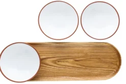 Vaidava Ceramics Earth bowl 0,2 L, set of 3 + tray, white
