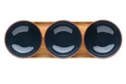 Vaidava Ceramics Earth bowl 0,2 L, set of 3 + tray, grey