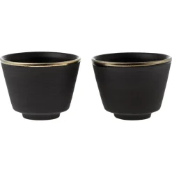 Vaidava Ceramics Eclipse Gold espresso cup, set of 2, black - gold