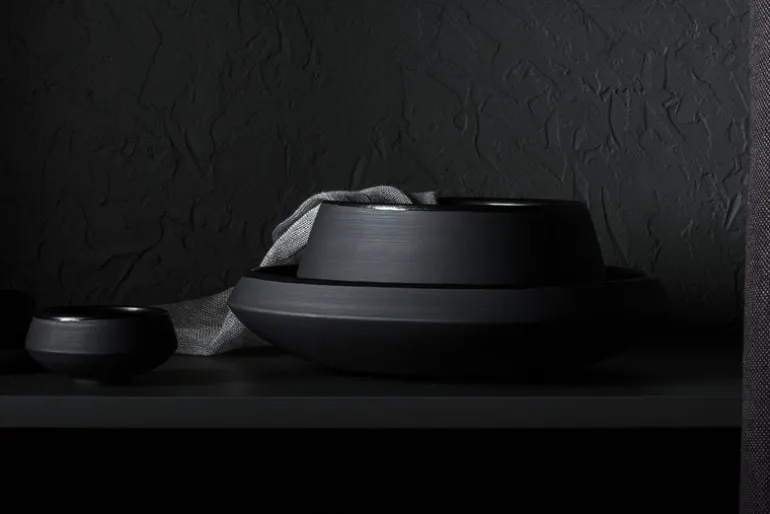 Vaidava Ceramics Eclipse centrepiece bowl 38 cm, black