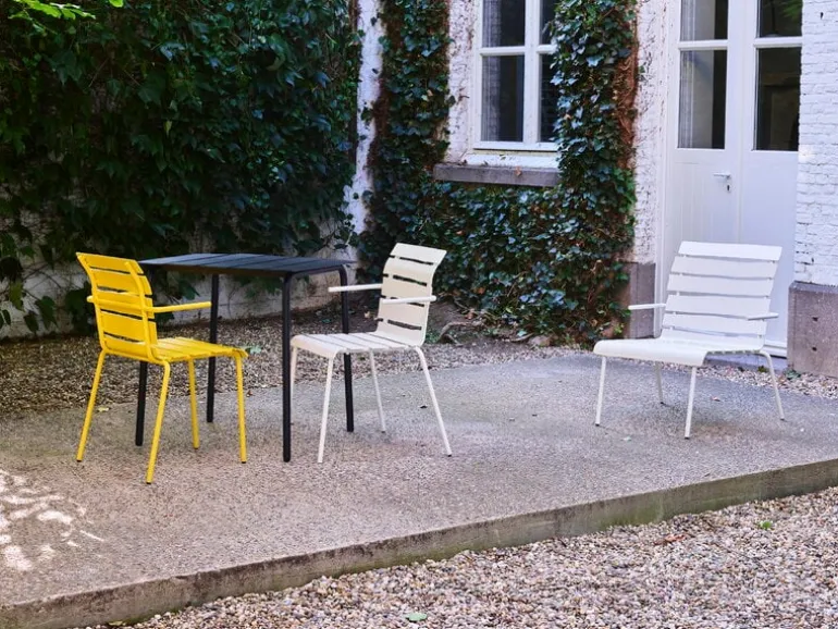 valerie_objects Aligned chair with armrests, yellow