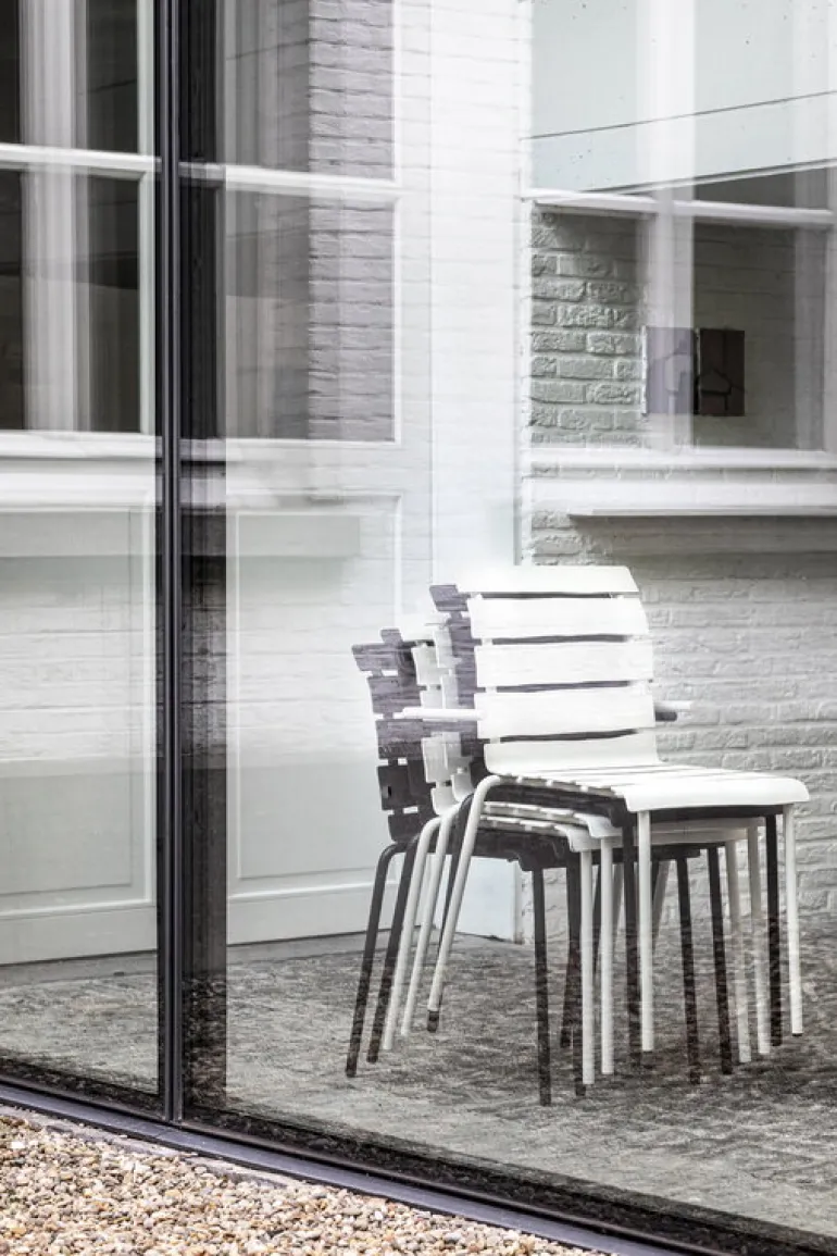 valerie_objects Aligned chair with armrests, off-white