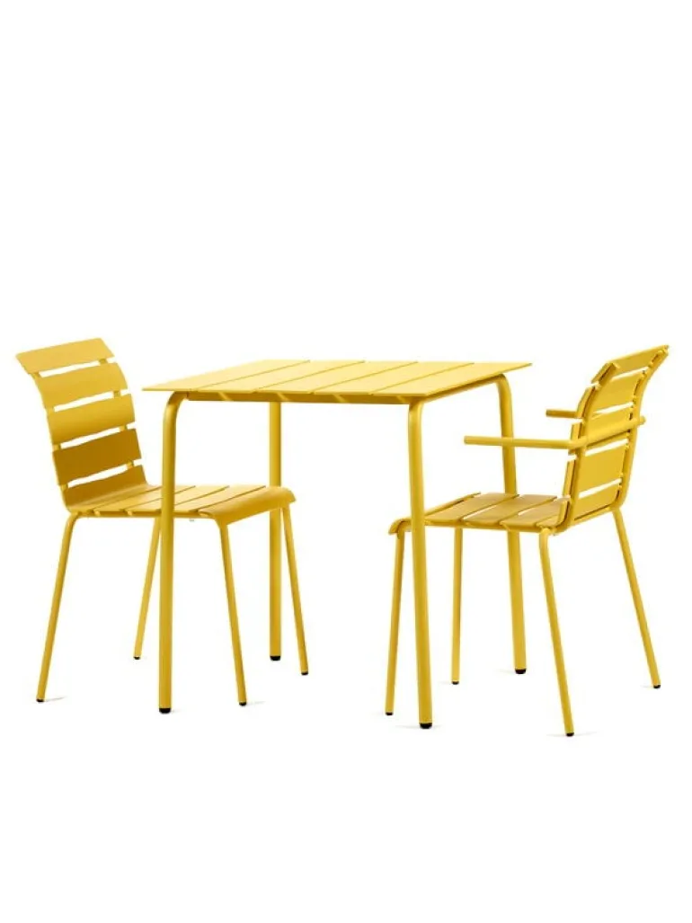 valerie_objects Aligned dining table, 70 x 70 cm, yellow