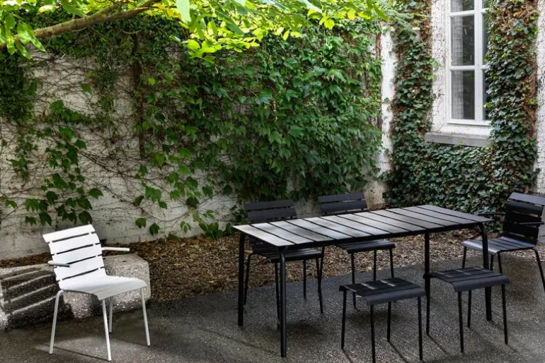 valerie_objects Aligned side table/stool, black