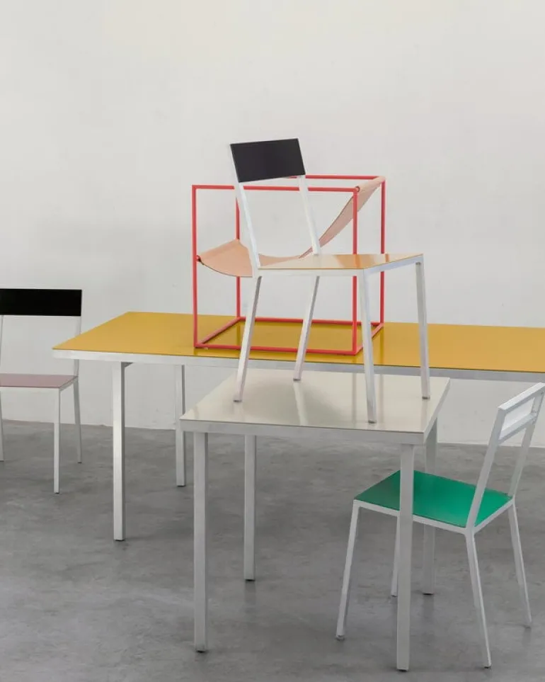 valerie_objects Alu dining table, medium, yellow