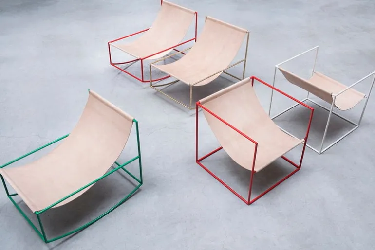 valerie_objects Solo Seat lounge chair, red - leather