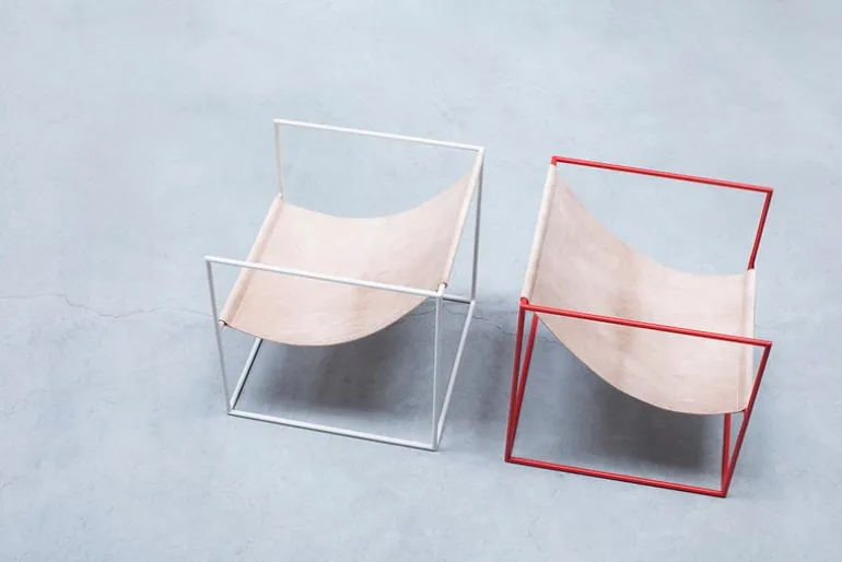 valerie_objects Solo Seat lounge chair, red - leather