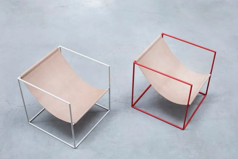 valerie_objects Solo Seat lounge chair, red - leather