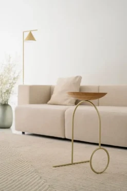 Viccarbe Giro sculpture table, brass - matt oak