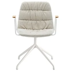 Viccarbe Maarten armchair, pyramid swivel base, white- Gaudi 05- matt oak