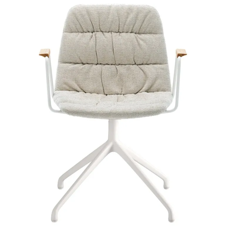 Viccarbe Maarten armchair, pyramid swivel base, white- Gaudi 05- matt oak