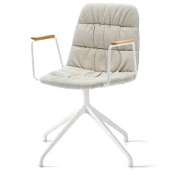 Viccarbe Maarten armchair, pyramid swivel base, white- Gaudi 05- matt oak
