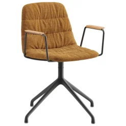 Viccarbe Maarten armchair, pyramid swivel base, black- Remix433- matt oak