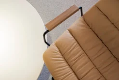 Viccarbe Maarten armchair, pyramid swivel, black- ochre leather- matt oak