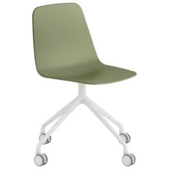 Viccarbe Maarten chair, pyramid casters base, white - dusty green