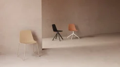 Viccarbe Maarten chair, pyramid swivel base, white - taupe