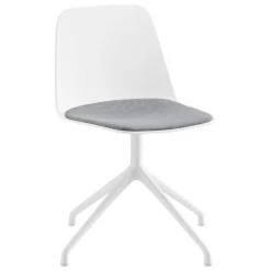 Viccarbe Maarten chair, pyramid swivel base, white - grey seat cushion