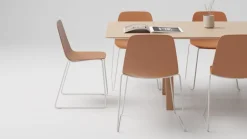 Viccarbe Maarten chair, sled base, white - taupe