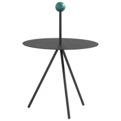 Viccarbe Trino table, black - green marble handle