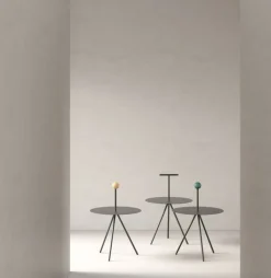 Viccarbe Trino table, black - green marble handle