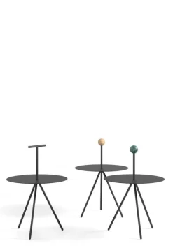 Viccarbe Trino table, black - green marble handle
