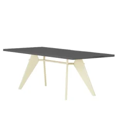 Vitra EM Table 200 x 90 cm, asphalt - Prouvé Blanc Colombe