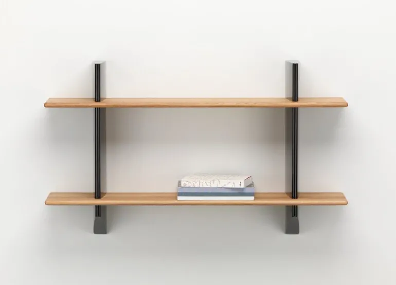 Vitra Rayonnage Mural shelf, deep black - oak
