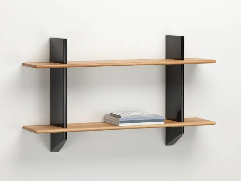 Vitra Rayonnage Mural shelf, deep black - oak