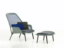 Vitra Slow Chair, blue/green - chocolate