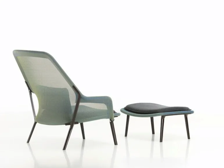 Vitra Slow Chair, blue/green - chocolate