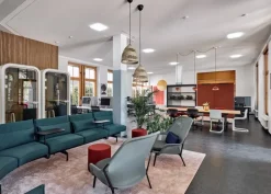 Vitra Slow Chair, blue/green - chocolate