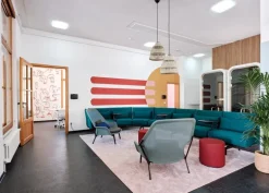 Vitra Slow Chair, blue/green - chocolate