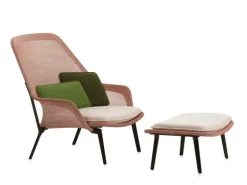 Vitra Slow Chair, red/cream - chocolate