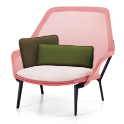 Vitra Slow Chair, red/cream - chocolate