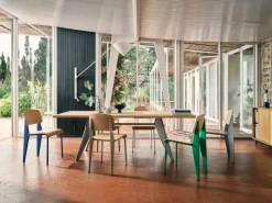 Vitra Standard chair, Prouvé Bleu Marcoule - oak