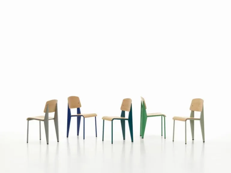 Vitra Standard chair, Prouvé Bleu Marcoule - oak