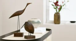 Warm Nordic Beak Bird, Tall Heron, smoked oak