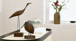 Warm Nordic Beak Bird, Tall Heron, smoked oak