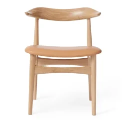 Warm Nordic Cow Horn chair, oiled oak - leather