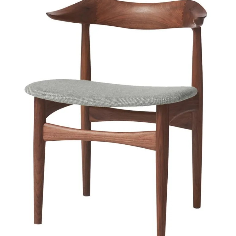 Warm Nordic Cow Horn chair, oiled walnut - light grey