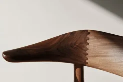 Warm Nordic Cow Horn chair, oiled walnut - light grey