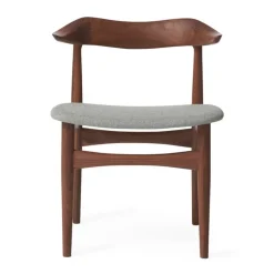 Warm Nordic Cow Horn chair, oiled walnut - light grey