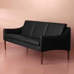 Warm Nordic Mr Olsen sofa, 3-seater, walnut - black leather