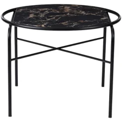 Warm Nordic Secant coffee table, round, black gold marble