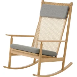 Warm Nordic Swing rocking chair, oak - Rewool 128 granite