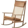 Warm Nordic Swing rocking chair, teak - Silk cognac leather