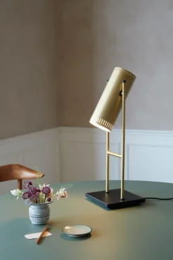 Warm Nordic Trombone table lamp, brass