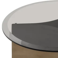 Wendelbo Arc coffee table, small, brown glass - bronze patinated steel