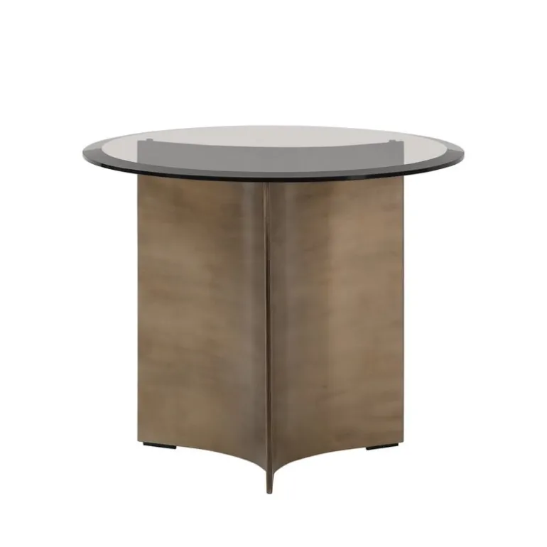 Wendelbo Arc coffee table, small, brown glass - bronze patinated steel